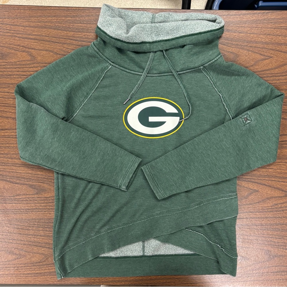 Green Bay Packers Green mock neck criss/cross waffle fleece
